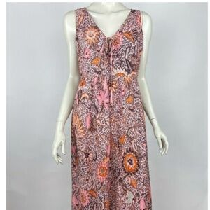 Madewell Lace-Up Ruffle Hem Midi Dress in Bali Blooms   00